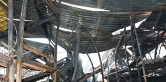 Dormitory destroyed by fire at dawn