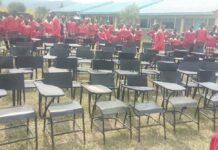 Chairs replace stones at school
