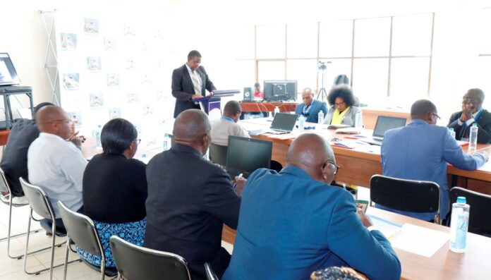 Prof Evans Basweti, the Acting Vice Chancellor Kisii University, addressing participants during the 8th Educational Management Society of Kenya conference held at Kisii University on 7th October 2022. Prof Basweti underscored the need for better educational approaches for the 21st century. He was representing Prof John Akama, VC Kisii University, who was the Chief Guest. PHOTO/EMSK.