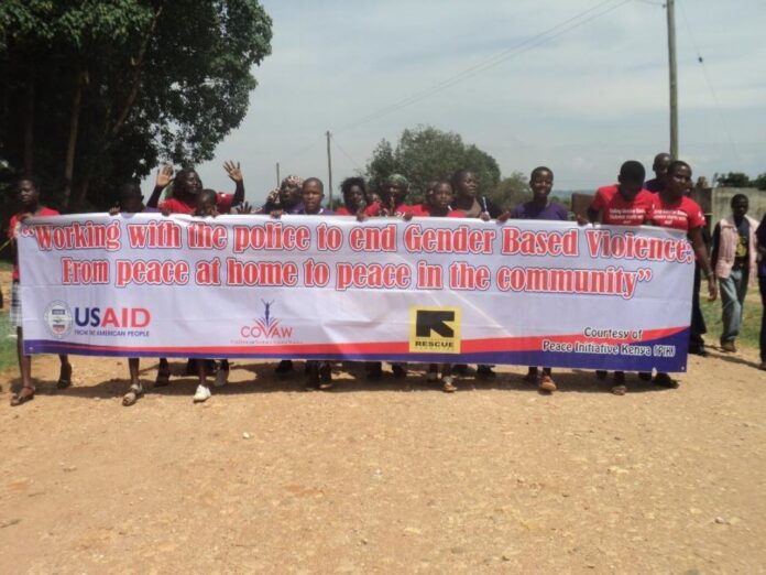 Anti-Gender-Based Violence activists marching along the Kisii streets in a past event. They have been on the forefront in sensitizing the Gusii community to do away with the ‘cut’, due to its dangers to the victims. PHOTO/Ben Oroko, The Scholar Media Africa.