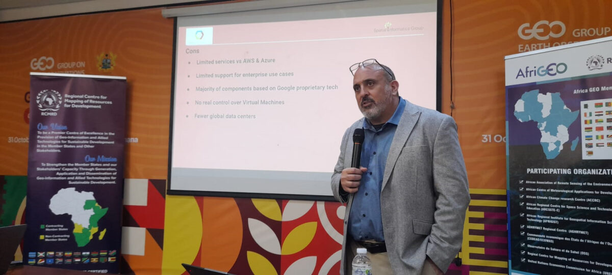 Dr. David Saah giving his submissions on Overview of Geospatial Data Infrastructure. PHOTO/GEO.