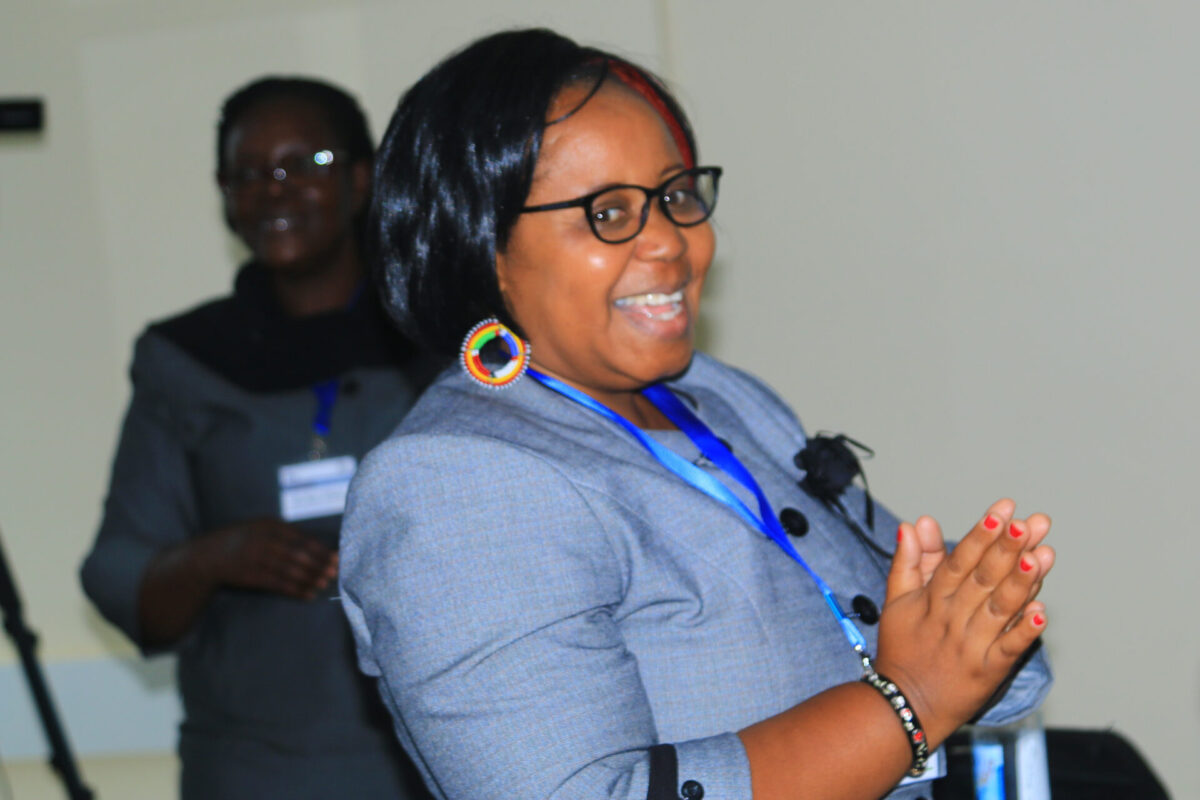 Pst. Esther Mwende, a counselling psychologist at Kabarak University. She kept the conference appreciative and lively through her creative appreciation tactics. PHOTO/Kisii University Media.