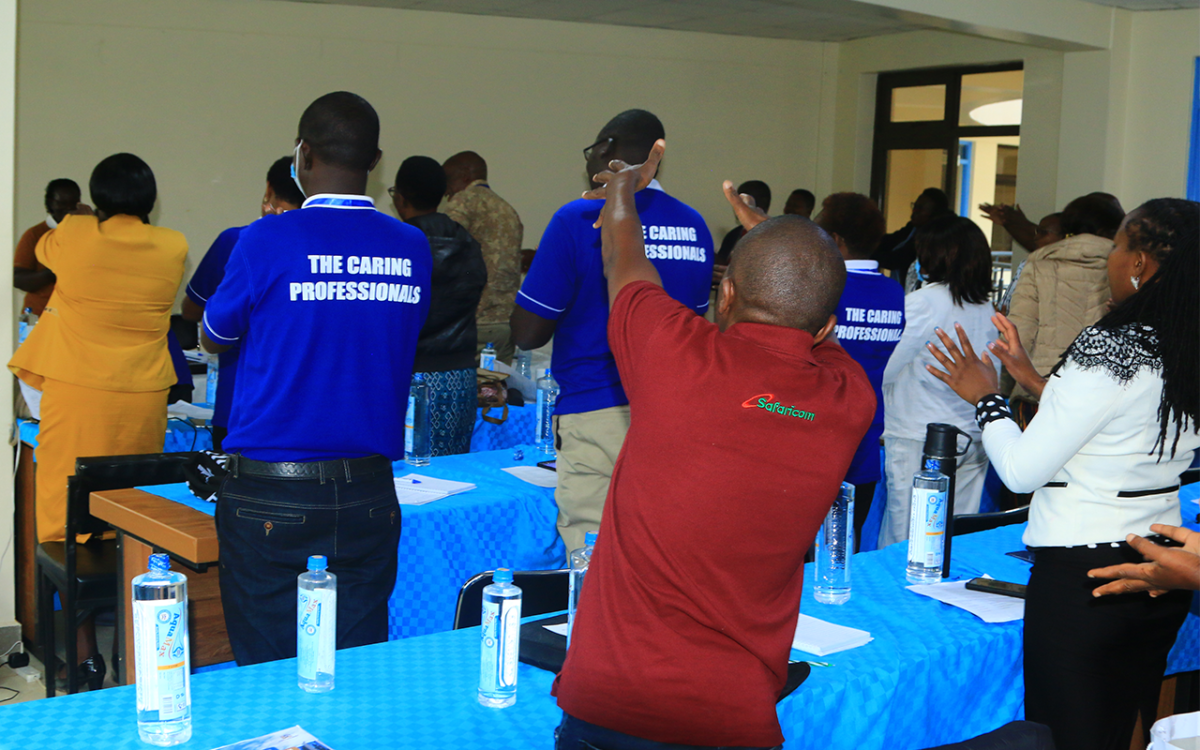 The Caring Professionals appreciating a presenter. PHOTO, Kisii University Media. PHOTO/Kisii University Media.