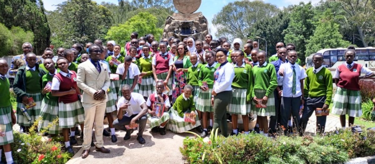 Members of the Creative Writers Club and their teachers pose for a photo at Kabarak University after the workshop. PHOTO/Courtesy.