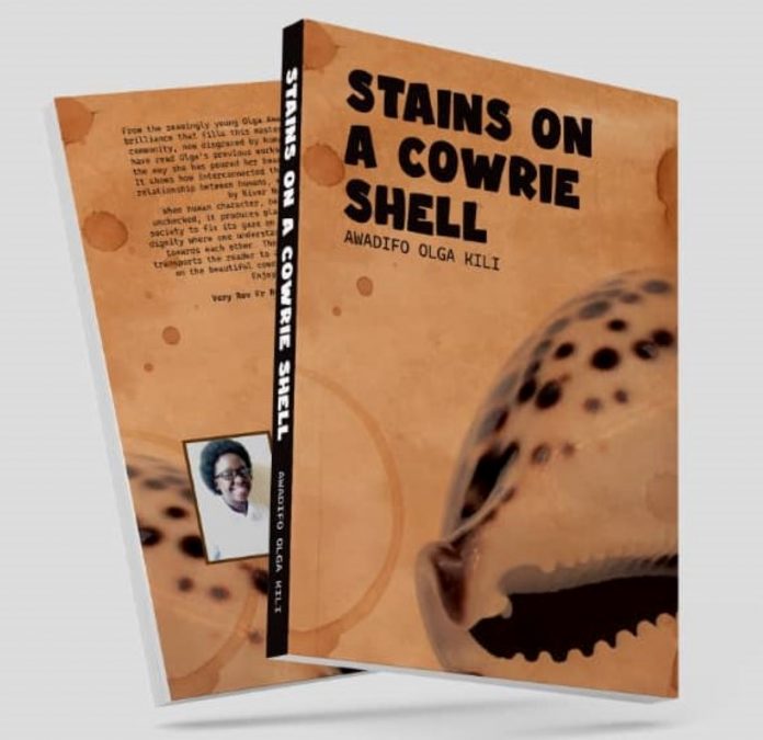 A cover page design of the book 'Stains on a Cowrie Shell' by Awadifo Olga Kili. The author uses fiction to call the world to attention on the need to cease and discard any tradition and custom ruining people's lives with regard to human rights. PHOTO/Courtesy.