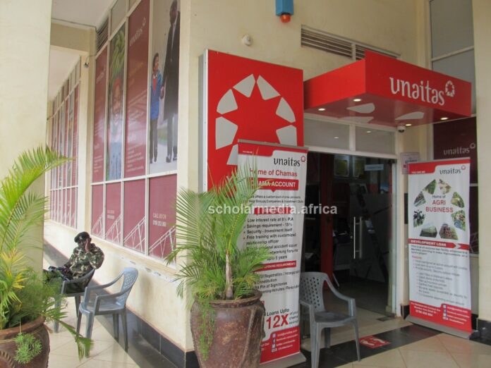 Entrance to the Unaitas Kisii Branch Sacco. The financial facility has been a go-to sacco for farmers, investors, SMEs owners, parents and groups for loans and deposits. PHOTO/Elijah Nyaanga, The Scholar Media Africa.