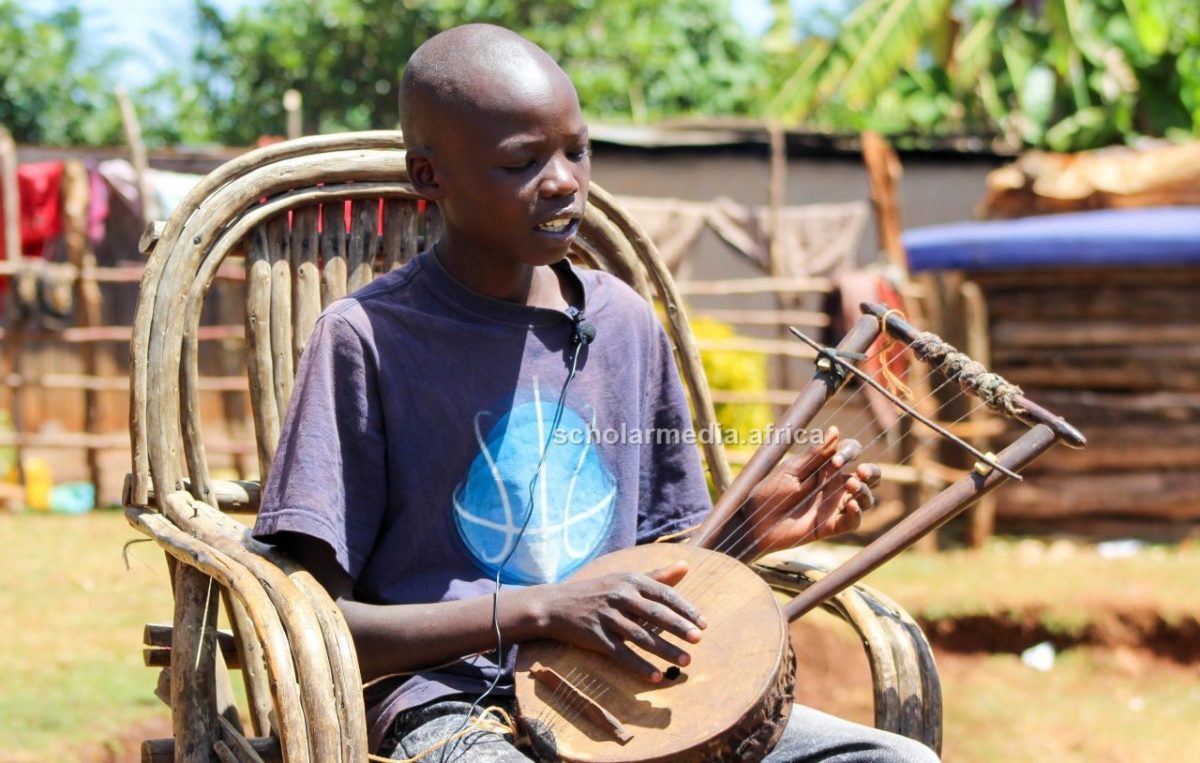 Brian Kipkorir, a grandson to Kesses, and a young musician, too. PHOTO/Janet Kiriswo, The Scholar Media Africa.
