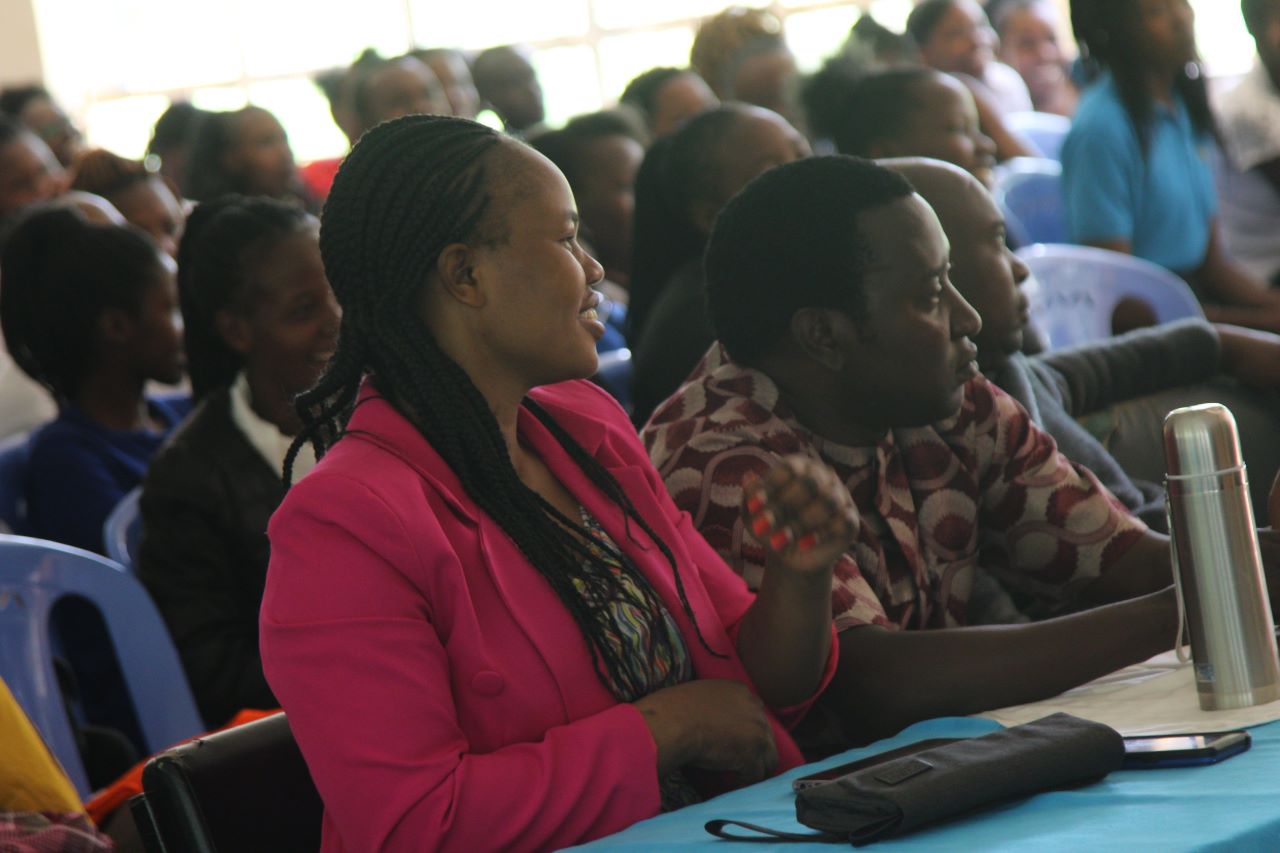 Mrs. Samuel and other adjudicators enjoying the gala. PHOTO/Boaz Khuteka, KSU Media.