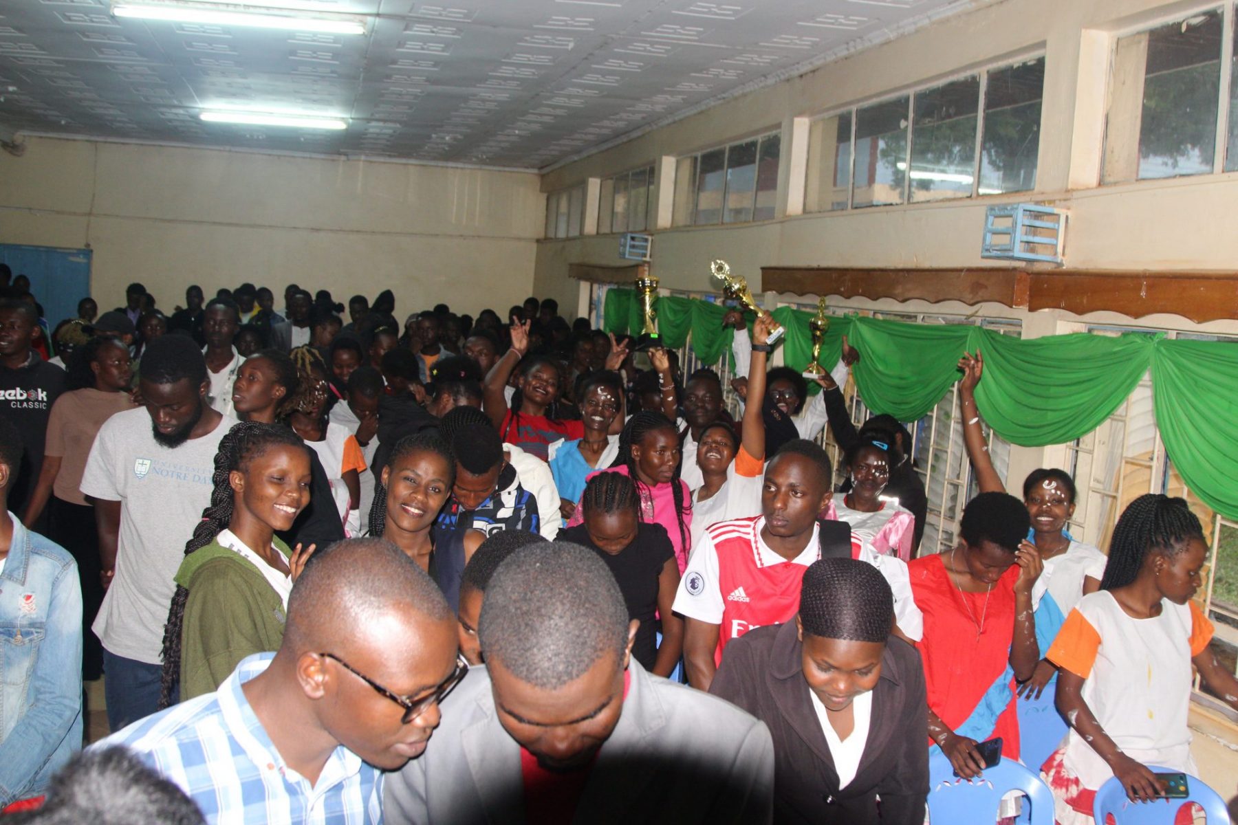 The audience, thrilled by the performances, pose for a photo after the awarding ceremony. PHOTO/Boaz Khuteka, KSU Media.