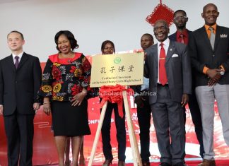 State House Girls’ Confucius Classroom to fix Mandarin demand Left: Mr. Zhao Xiyuan, chargé d'affaires at the Chinese Embassy in Kenya, Mrs. Evelyn Nabukwesi, Chief Principal, State House Girls High School, Prof. Julius Ogeng’o, Deputy Vice Chancellor, Academic Affairs at UoN and other guests pose for a group photo during the launch of Confucius Classroom on March 15, 2023 at State House Girls High School. PHOTO/Tebby Otieno, Scholar Media Africa.
