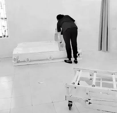 Ann Mwangangi on the day of clearance, final touches of the casket. PHOTO/Courtesy.
