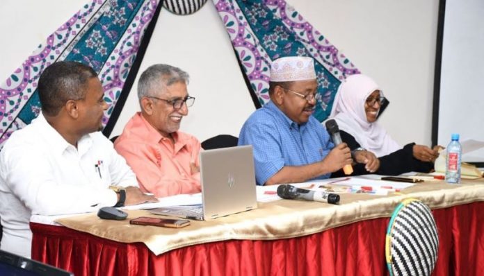 Panelists from Left: Dr. Mbwarali Kame - CEC - Education and Digital Transformation; Dr. Kalandar Khan, Technical University of Mombasa; and Athman Hussein, Keeper Heritage Coastal Region, with Dr. Rukiya Harith, Pwani University as moderator. PHOTO/British Council Kenya.