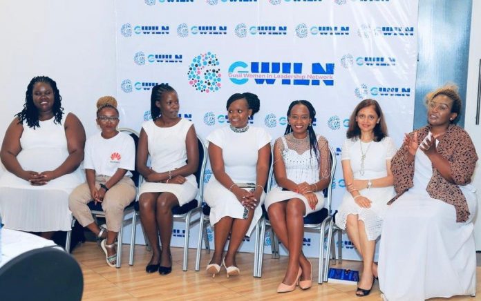 From left: Linet Moruri, co-founder, Gusii Women In Leadership Network (GWILN), Lina Mwakitawa, Jihusishe mobile App developer, Donna Onguti, a counseling psychologist, Dolifine Bwari, nominated Member of the Kisii County Assembly (MCA), Damaris Musembi, an IT specialist, Kisii County, Shairoz Shamji, an award-winning Women and Girls Development champion, and Edinah Nyaboke Kangwana, MBS, MHC, GWILN founder. PHOTO/GWILN.