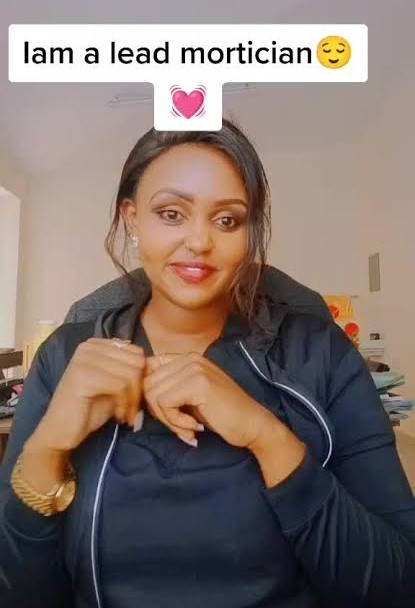 A snippet of Mwangangi's TikTok video. She has used this platform to create awareness and gradually sweep off misconceptions that people have about her career and death in general. PHOTO/Courtesy.