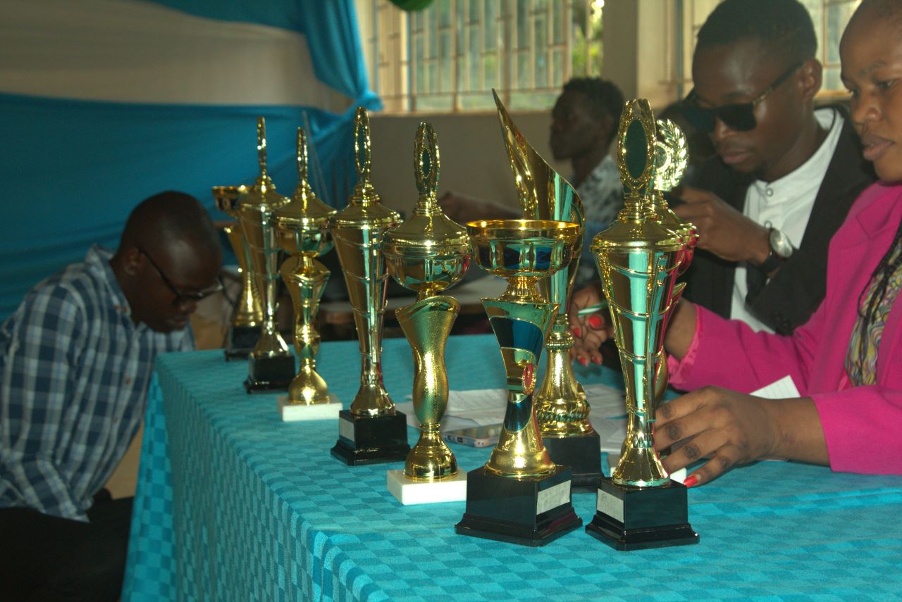 The trophies. All groups which were position one in each category received a trophy. PHOTO/Boaz Khuteka, KSU Media.