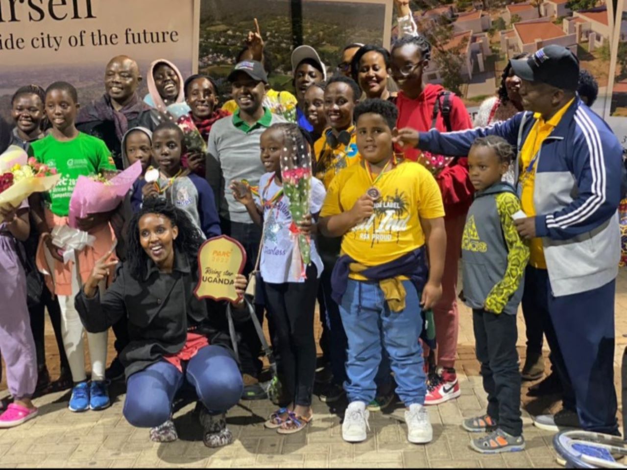 Aleem and his young colleague engineers from Young Engineers Uganda, after a competition recently. PHOTO/Courtesy.
