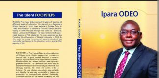 Cover page and blurb of The Silent Footsteps, an autobiography of and by Prof. Ipara Odeo. PHOTO/Courtesy.