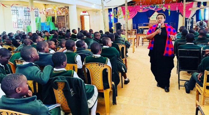 Time to sensitize students on mental health Edinah Kangwana, a mental wellness champion, addressing students at Mobamba High School, Kisii County, during a wellness and career talk. Mental health conversations among children and teenagers are vital in schools, homes and in communities. PHOTO/Courtesy.