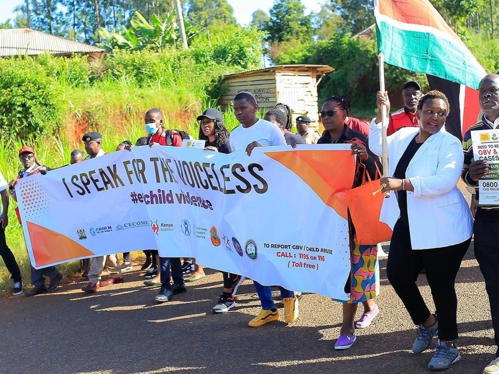 A walk at Marani courtesy of round Table Wellness Foundation and other stakeholders to voice on the wellness of young children after rising cases of child abuse. PHOTO/Courtesy. 