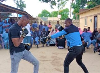 Taking Action: Take-aways from Mental Health Awareness Month Conjestina Achieng (right), a former female professional boxer during a training session when while on a rehabilitation facility. Mental-related complications sent her out of the boxing ring. PHOTO/Courtesy.