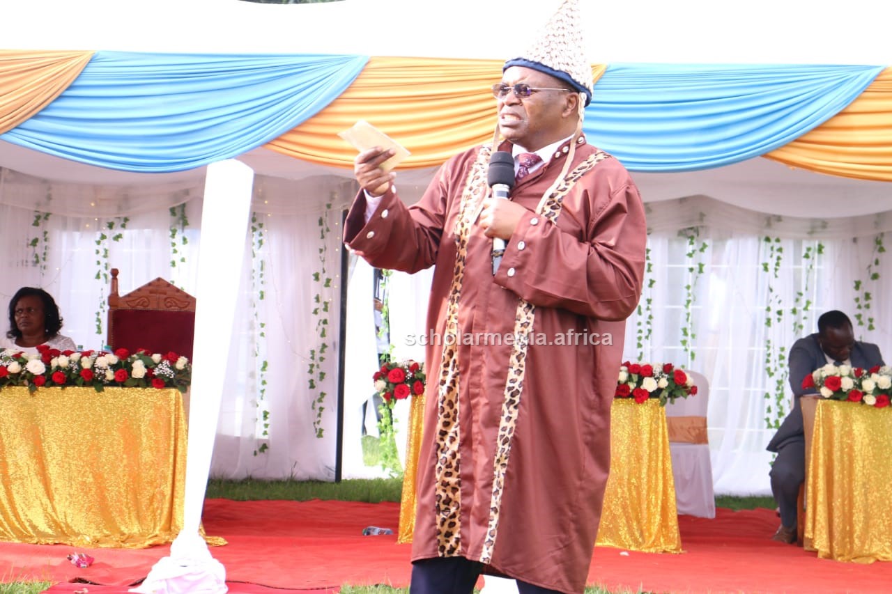 Prof. Akama, outgone VC Kisii University, delivering his remarks during his farewell party. PHOTO/Josephat Nehemiah, Scholar Media Africa. 