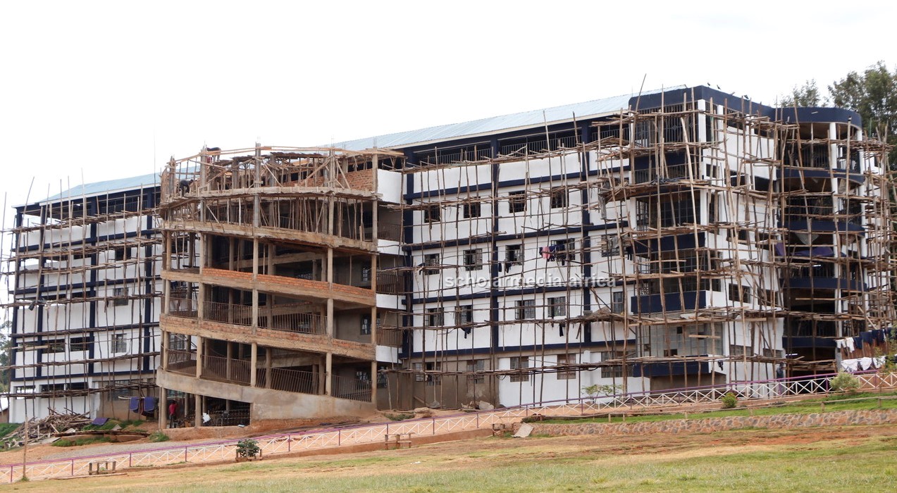 The nearly-complete boys' dormitory. PHOTO/Dan Nyamanga, Scholar Media Africa. 