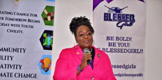 Civility leaders converge in Kenya to address menstrual health, empower girls Dr. Anana Phifer-Derilhomme, Founder of BlessedGirl Global and a World Civility Ambassador, addresses participants during a BlessedGirl conference in Nairobi on July 15, 2023, before embarking on a tour to different schools and places donating sanitary pads and panties. PHOTO/BlessedGirl.