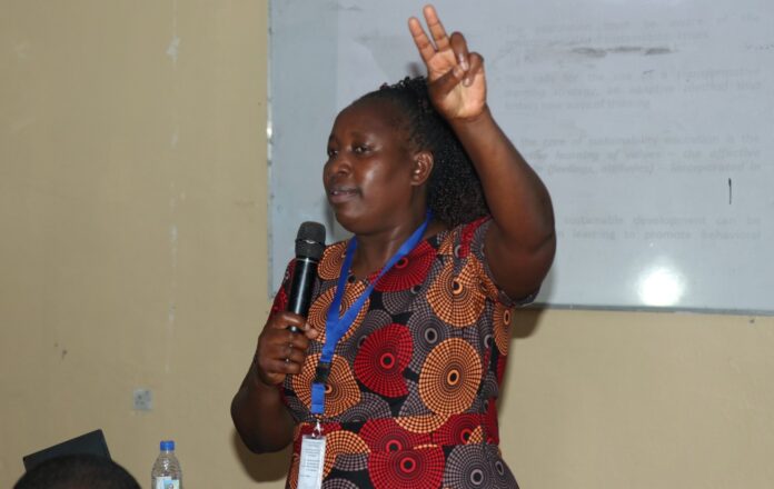 Dr. Billiah Gisore, a Kisii University lecturer in the School of Education, giving her Public Lecture on 