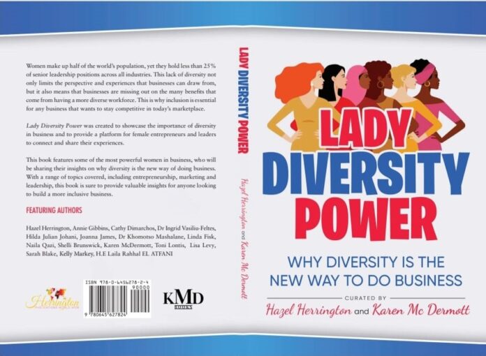 Cover and Blurb of Lady Diversity Power book. ILLUSTRATION/KMD Books/Hazel Herrington & Karen McDermott.