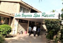 The jewel of Rift Valley Inscription of the Lake Bogoria Spa and Resort name at the main entrance to the customer care desk in Loboi Location Marigat sub-county, Baringo County. PHOTO/Janet Kiriswo, Scholar Media Africa.
