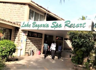 The jewel of Rift Valley Inscription of the Lake Bogoria Spa and Resort name at the main entrance to the customer care desk in Loboi Location Marigat sub-county, Baringo County. PHOTO/Janet Kiriswo, Scholar Media Africa.